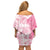 Polynesian Women's Day Family Matching Off Shoulder Short Dress and Hawaiian Shirt Plumeria Passion - Pink LT7 - Polynesian Pride