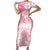 Polynesian Women's Day Family Matching Short Sleeve Bodycon Dress and Hawaiian Shirt Plumeria Passion - Pink LT7 Mom's Dress Pink - Polynesian Pride