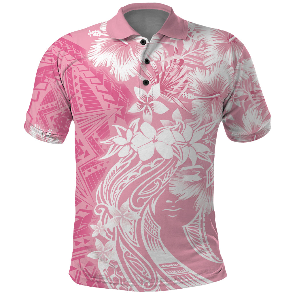 Polynesian Women's Day Polo Shirt Plumeria Passion - Pink LT7 Pink - Polynesian Pride