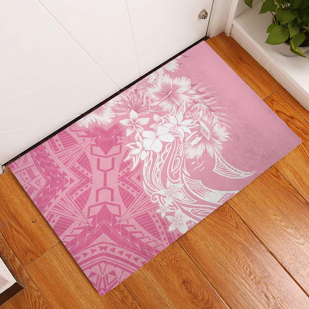 Polynesian Women's Day Rubber Doormat Plumeria Passion - Pink LT7 Pink - Polynesian Pride