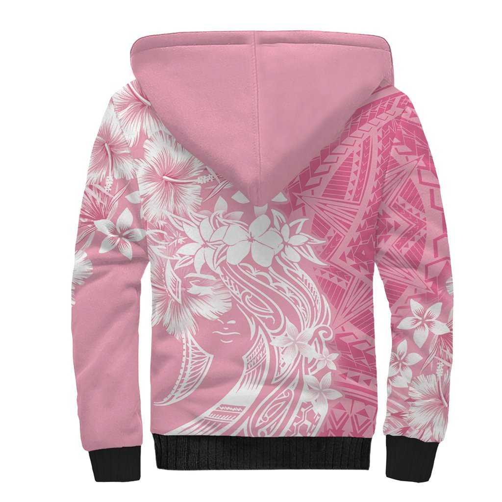 Polynesian Women's Day Sherpa Hoodie Plumeria Passion - Pink LT7 - Polynesian Pride