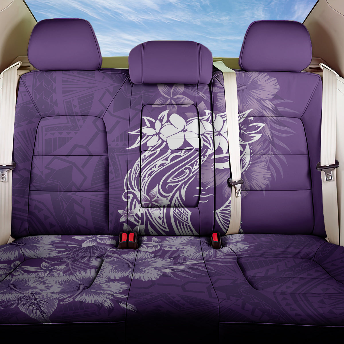 Polynesian Women's Day Back Car Seat Cover Plumeria Passion - Purple LT7 One Size Purple - Polynesian Pride