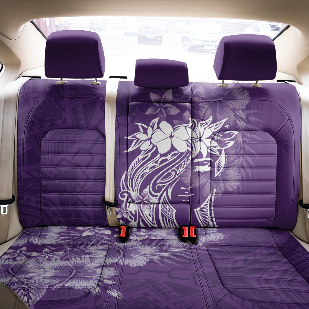 Polynesian Women's Day Back Car Seat Cover Plumeria Passion - Purple LT7 - Polynesian Pride