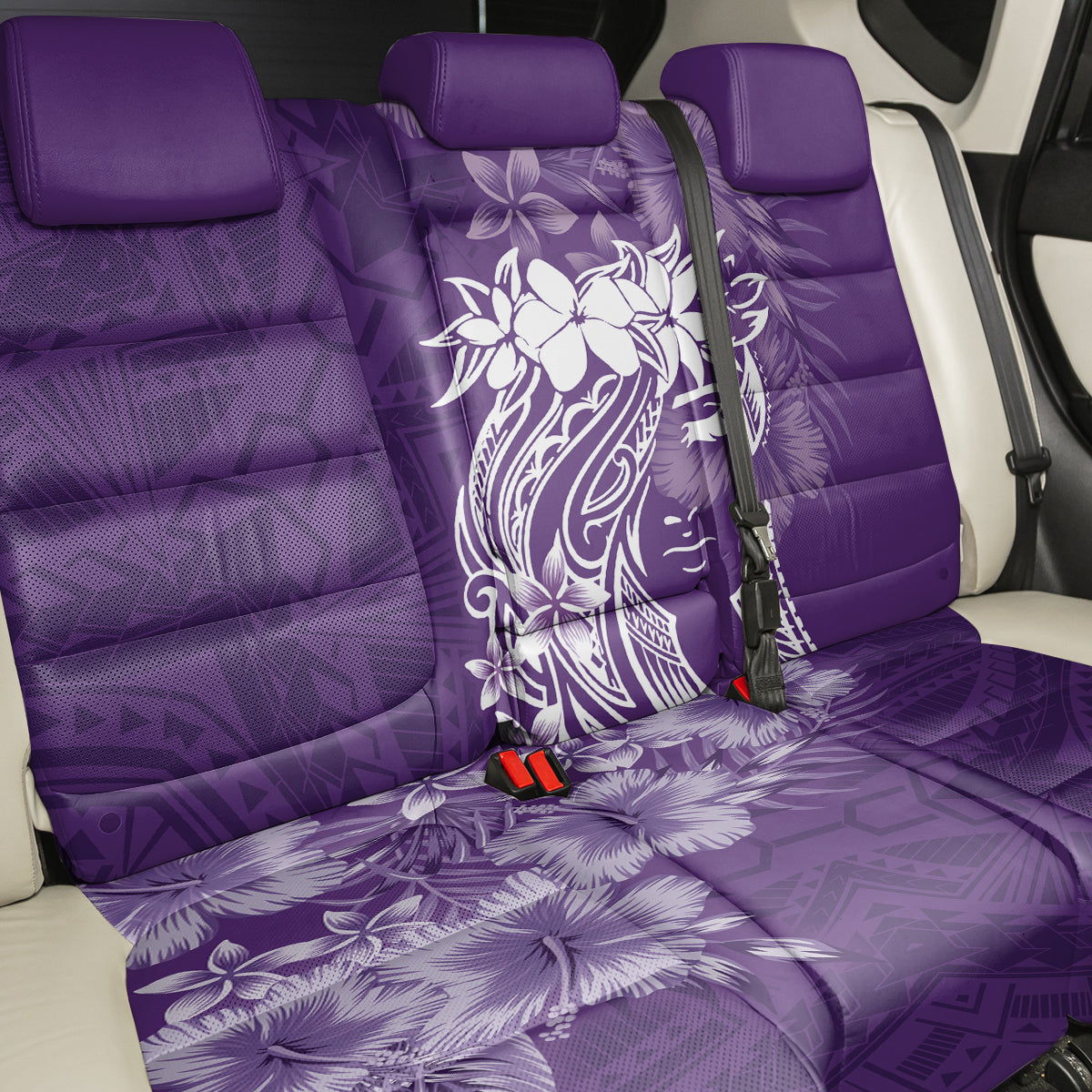 Polynesian Women's Day Back Car Seat Cover Plumeria Passion - Purple LT7 - Polynesian Pride
