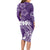 Polynesian Women's Day Long Sleeve Bodycon Dress Plumeria Passion - Purple LT7 - Polynesian Pride