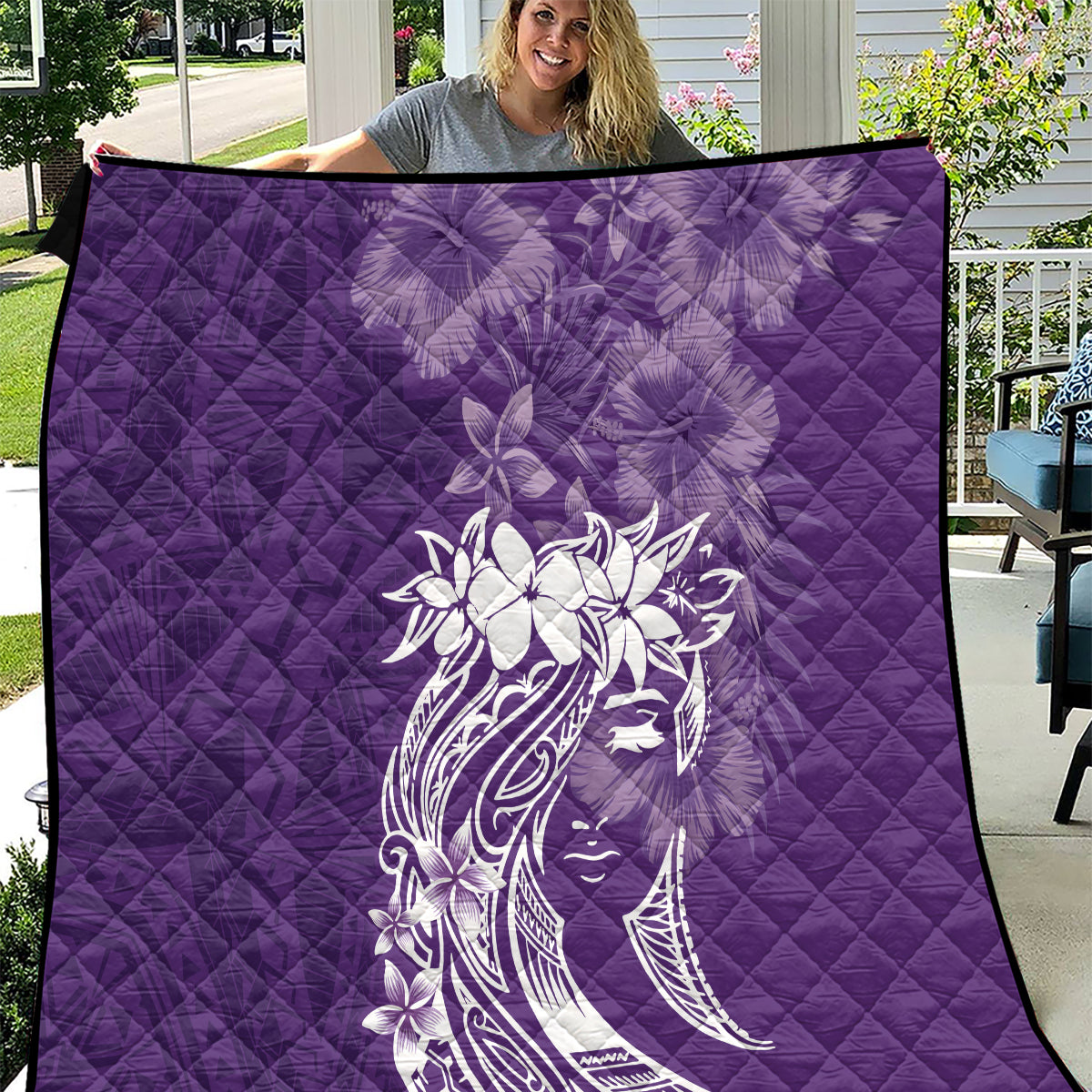 Polynesian Women's Day Quilt Plumeria Passion - Purple LT7 Purple - Polynesian Pride