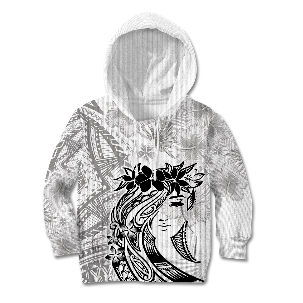 Polynesian Women's Day Kid Hoodie Plumeria Passion - White LT7 Hoodie White - Polynesian Pride