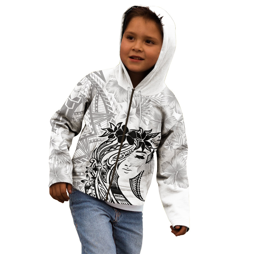 Polynesian Women's Day Kid Hoodie Plumeria Passion - White LT7 - Polynesian Pride