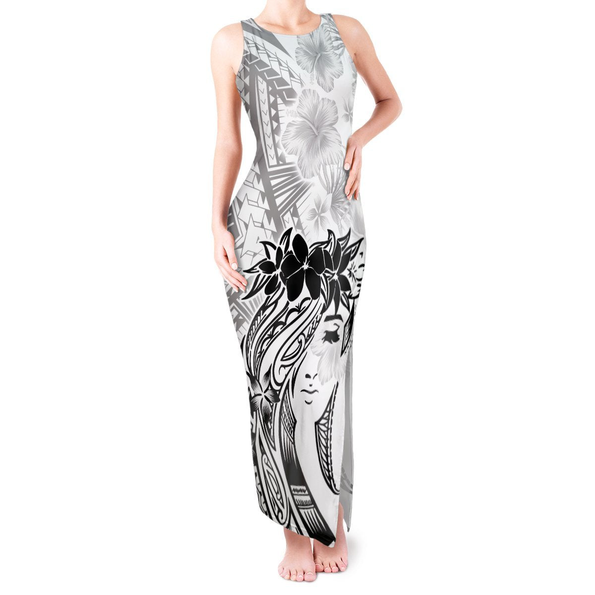 Polynesian Women's Day Tank Maxi Dress Plumeria Passion - White LT7 Women White - Polynesian Pride