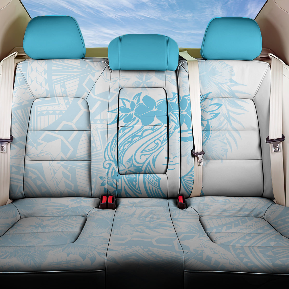 Polynesian Women's Day Back Car Seat Cover Plumeria Passion - Turquoise LT7 One Size Turquoise - Polynesian Pride