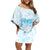 Polynesian Women's Day Family Matching Off Shoulder Short Dress and Hawaiian Shirt Plumeria Passion - Turquoise LT7 Mom's Dress Turquoise - Polynesian Pride