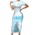 Polynesian Women's Day Family Matching Short Sleeve Bodycon Dress and Hawaiian Shirt Plumeria Passion - Turquoise LT7 Mom's Dress Turquoise - Polynesian Pride