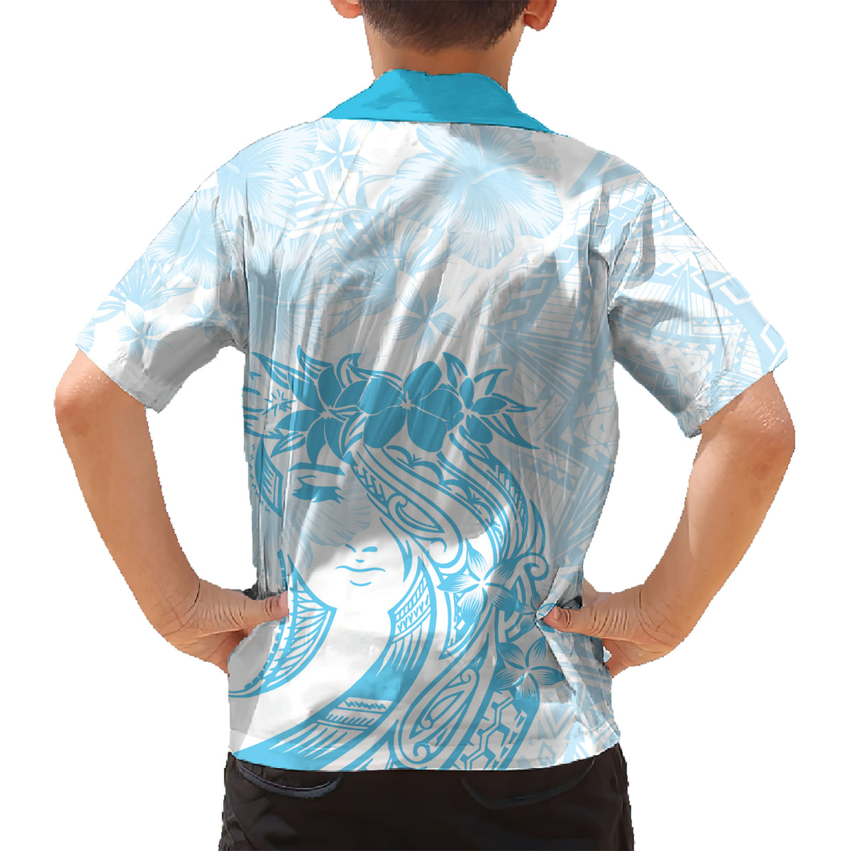 Polynesian Women's Day Kid Hawaiian Shirt Plumeria Passion - Turquoise LT7 - Polynesian Pride