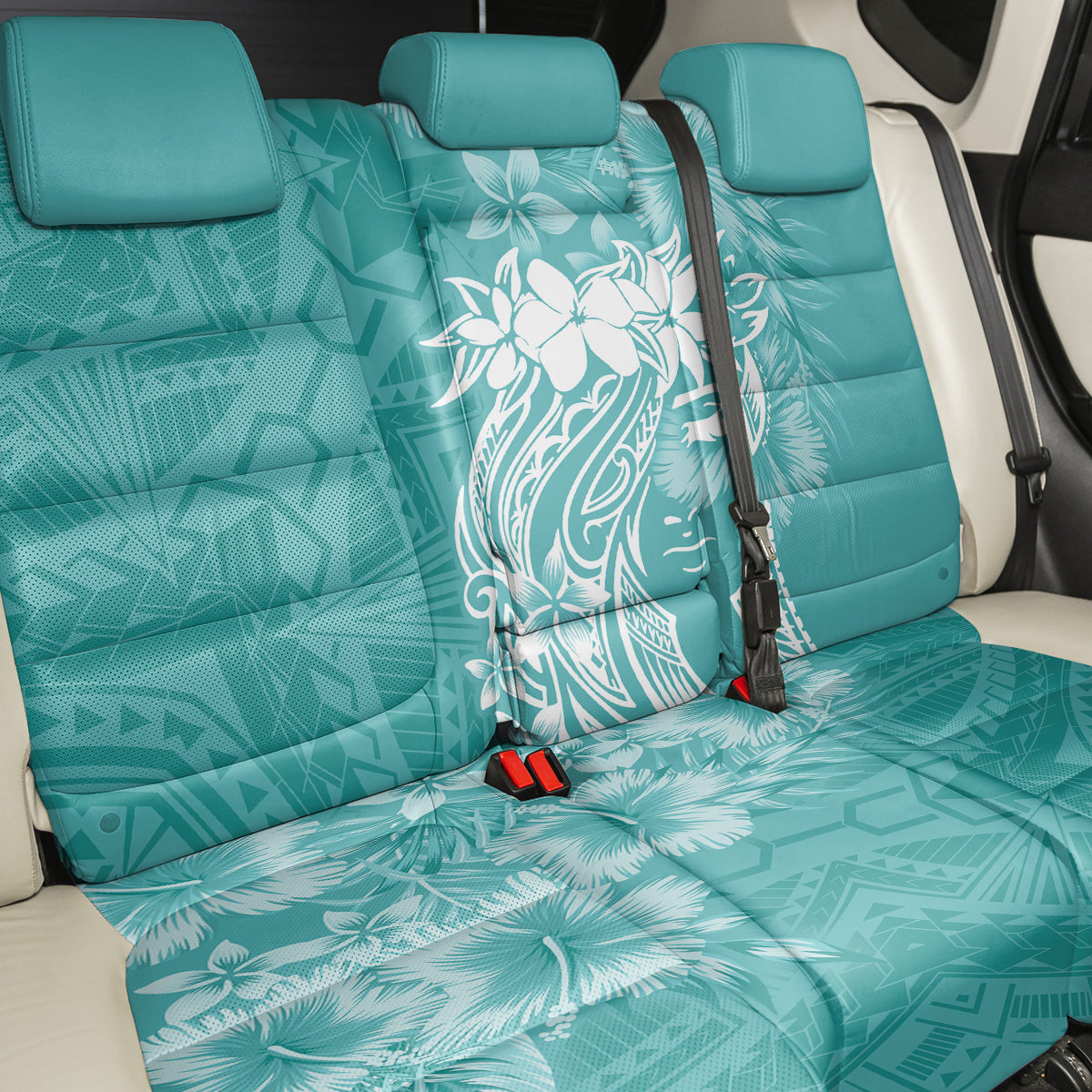 Polynesian Women's Day Back Car Seat Cover Plumeria Passion - Teal LT7 - Polynesian Pride