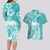 Polynesian Women's Day Couples Matching Long Sleeve Bodycon Dress and Hawaiian Shirt Plumeria Passion - Teal LT7 - Polynesian Pride