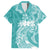 Polynesian Women's Day Family Matching Off Shoulder Maxi Dress and Hawaiian Shirt Plumeria Passion - Teal LT7 Dad's Shirt - Short Sleeve Teal - Polynesian Pride