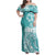 Polynesian Women's Day Family Matching Off Shoulder Maxi Dress and Hawaiian Shirt Plumeria Passion - Teal LT7 Mom's Dress Teal - Polynesian Pride