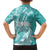 Polynesian Women's Day Family Matching Off Shoulder Short Dress and Hawaiian Shirt Plumeria Passion - Teal LT7 - Polynesian Pride