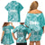 Polynesian Women's Day Family Matching Off Shoulder Short Dress and Hawaiian Shirt Plumeria Passion - Teal LT7 - Polynesian Pride