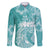 Polynesian Women's Day Family Matching Puletasi and Hawaiian Shirt Plumeria Passion - Teal LT7 Dad's Shirt - Long Sleeve Teal - Polynesian Pride