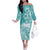 Polynesian Women's Day Off The Shoulder Long Sleeve Dress Plumeria Passion - Teal LT7 Women Teal - Polynesian Pride