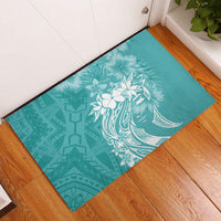 Polynesian Women's Day Rubber Doormat Plumeria Passion - Teal LT7 Teal - Polynesian Pride