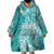 Polynesian Women's Day Wearable Blanket Hoodie Plumeria Passion - Teal LT7 - Polynesian Pride