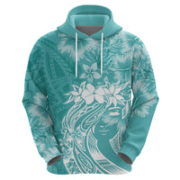 Polynesian Women's Day Zip Hoodie Plumeria Passion - Teal LT7 - Polynesian Pride