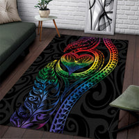 New Zealand Pride Area Rug Takatapui Rainbow Fern LT7 Colorful - Polynesian Pride