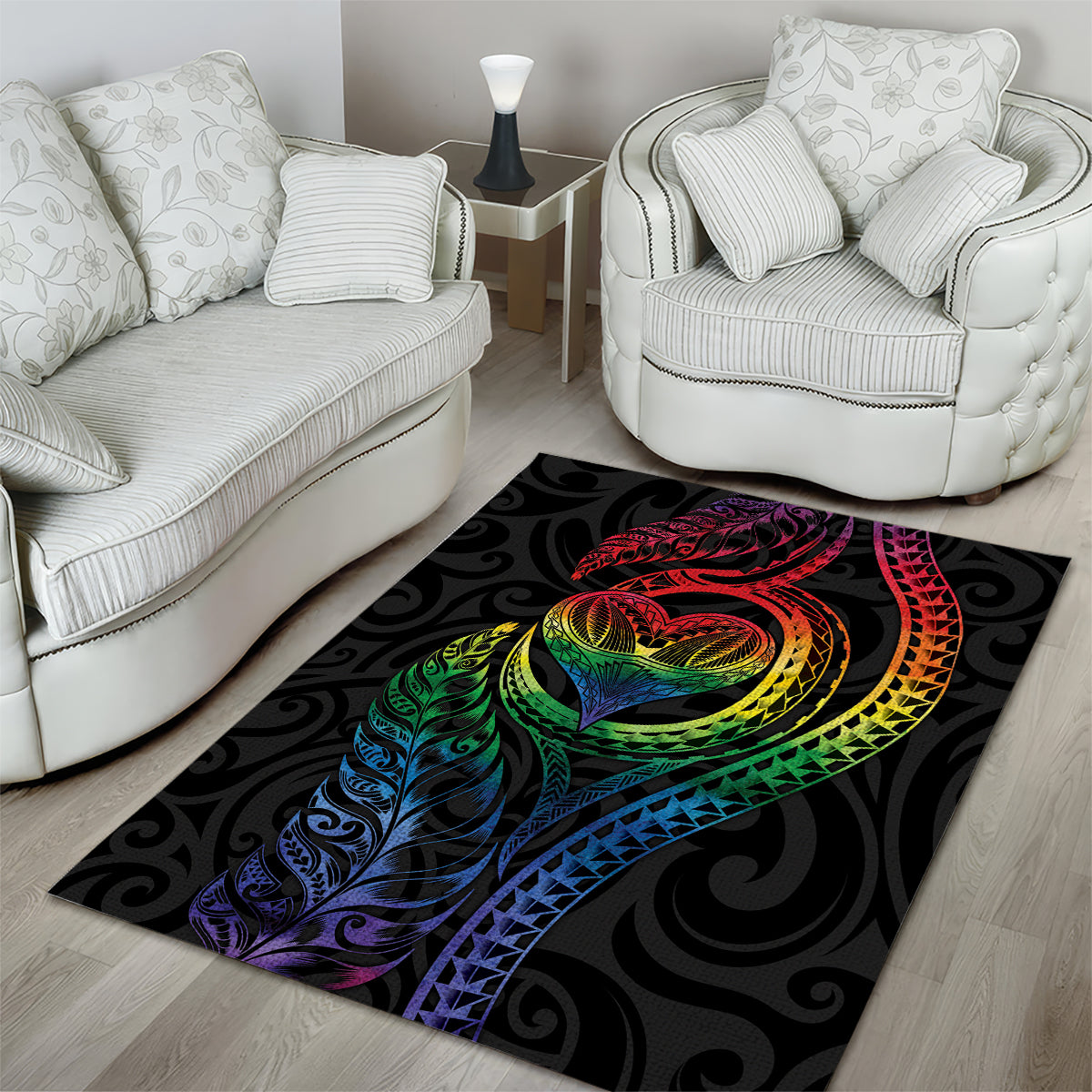 New Zealand Pride Area Rug Takatapui Rainbow Fern LT7 - Polynesian Pride