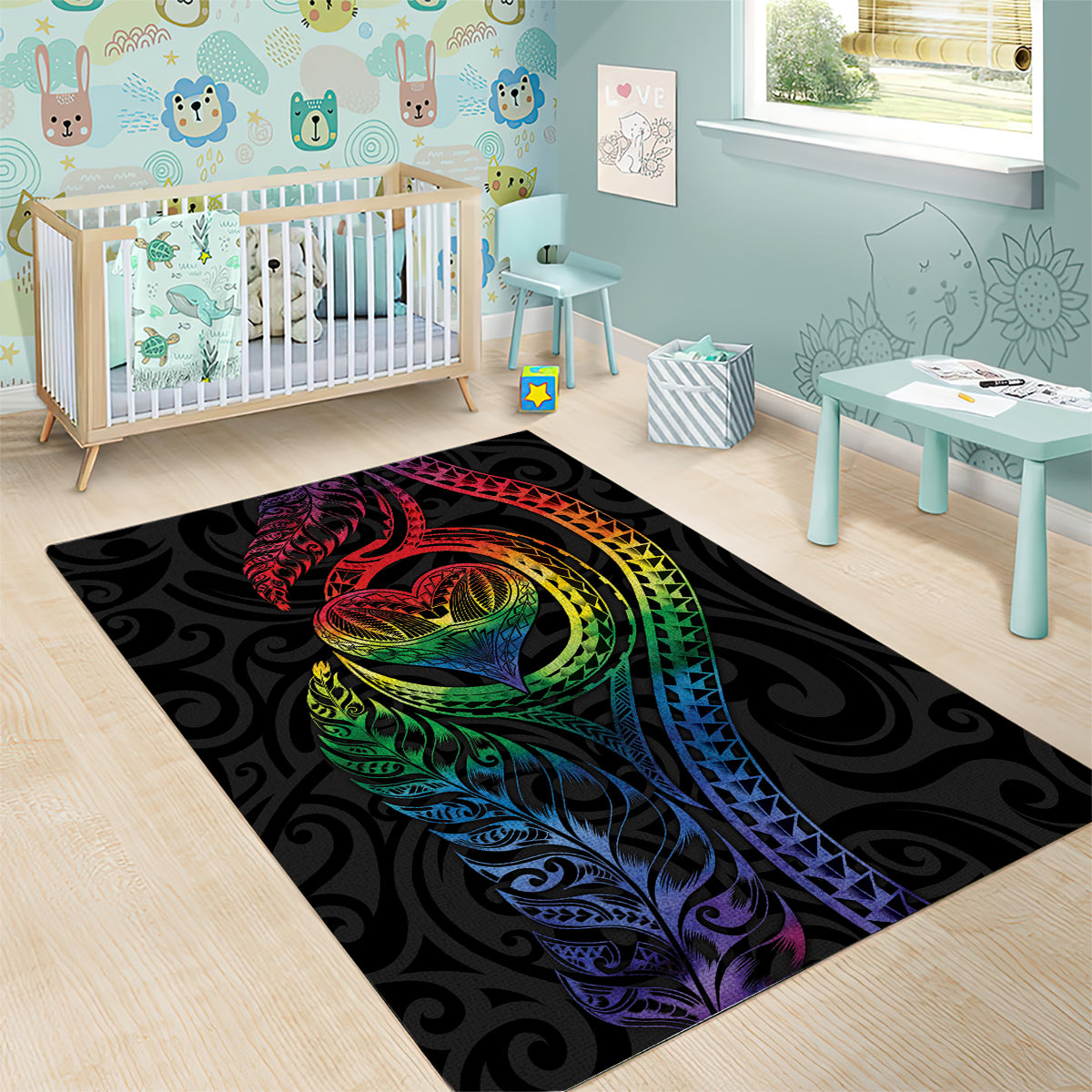 New Zealand Pride Area Rug Takatapui Rainbow Fern LT7 - Polynesian Pride
