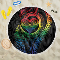 New Zealand Pride Beach Blanket Takatapui Rainbow Fern LT7 One Size 150cm Colorful - Polynesian Pride