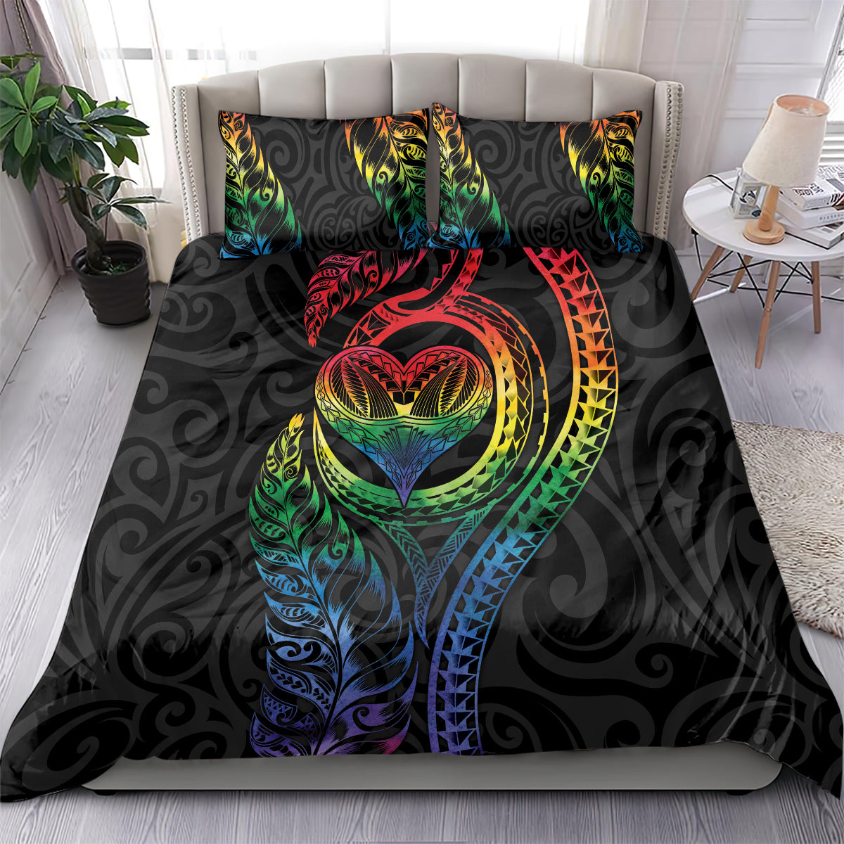 New Zealand Pride Bedding Set Takatapui Rainbow Fern LT7 - Polynesian Pride