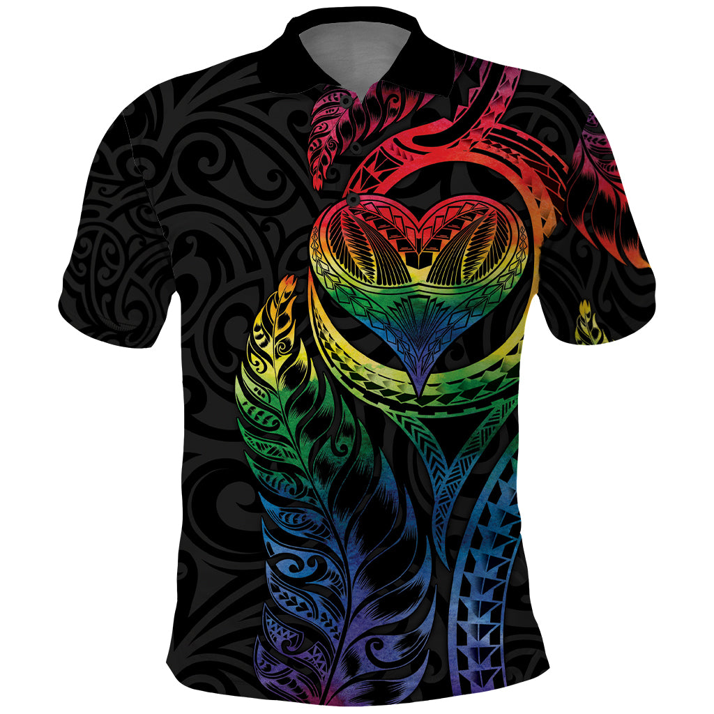 New Zealand Pride Polo Shirt Takatapui Rainbow Fern