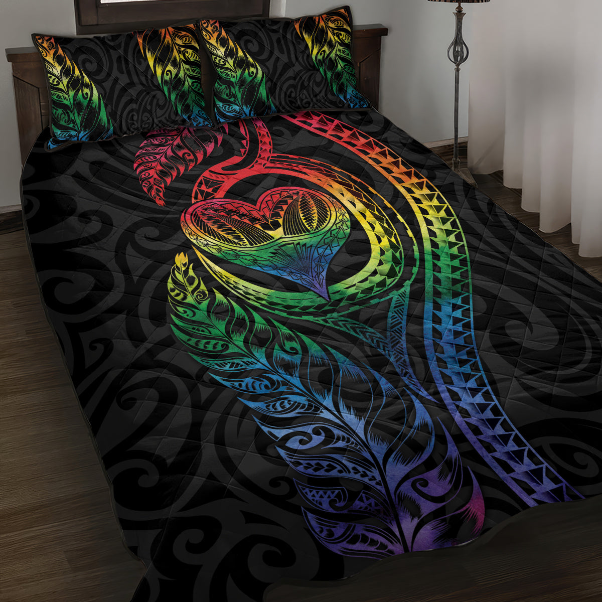 New Zealand Pride Quilt Bed Set Takatapui Rainbow Fern