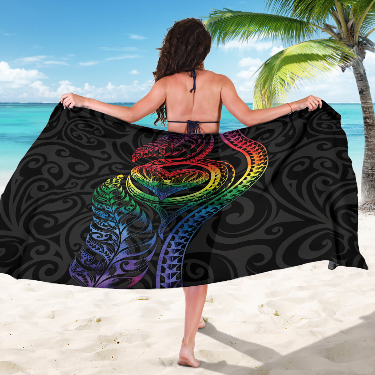 New Zealand Pride Sarong Takatapui Rainbow Fern LT7 - Polynesian Pride