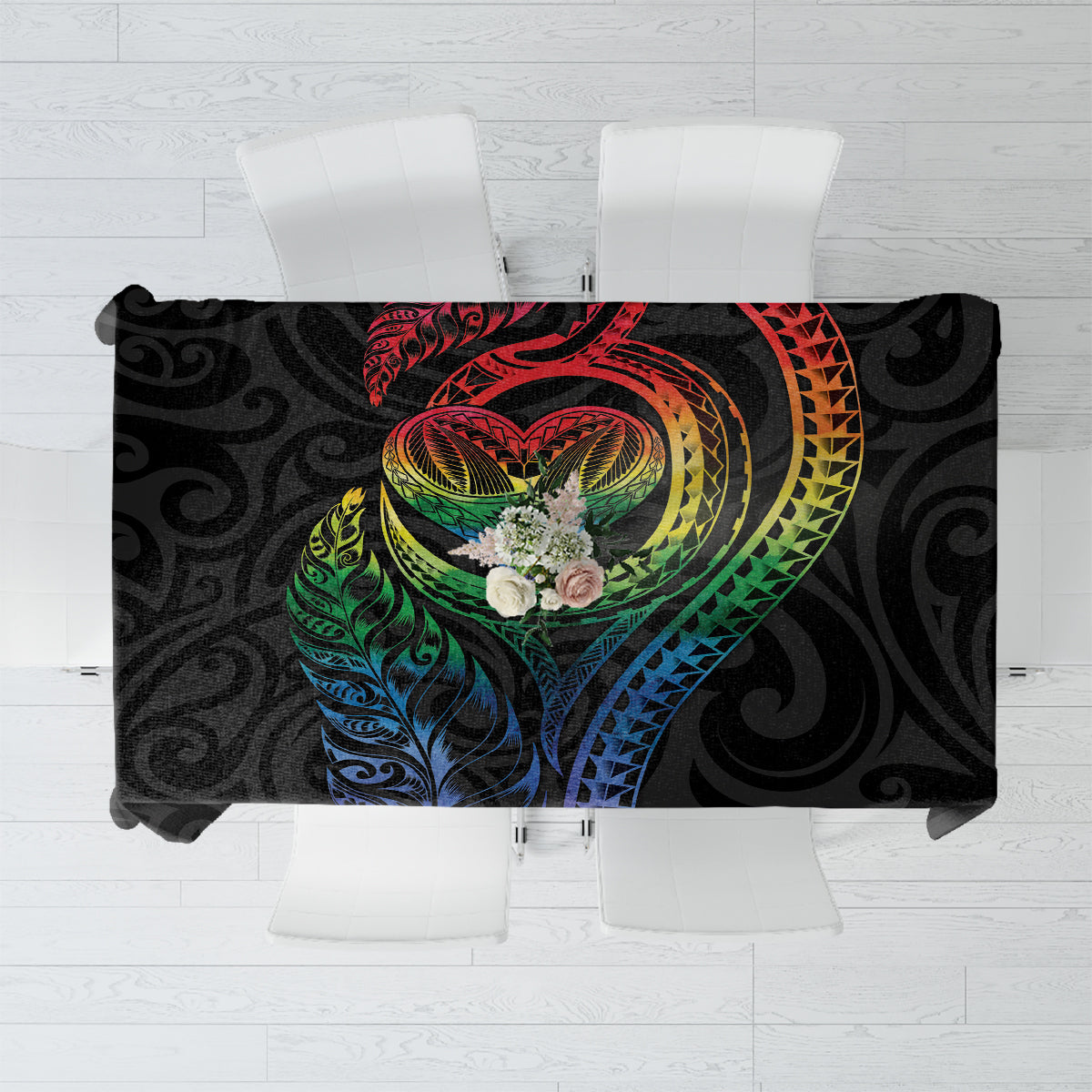 New Zealand Pride Tablecloth Takatapui Rainbow Fern LT7 Colorful - Polynesian Pride