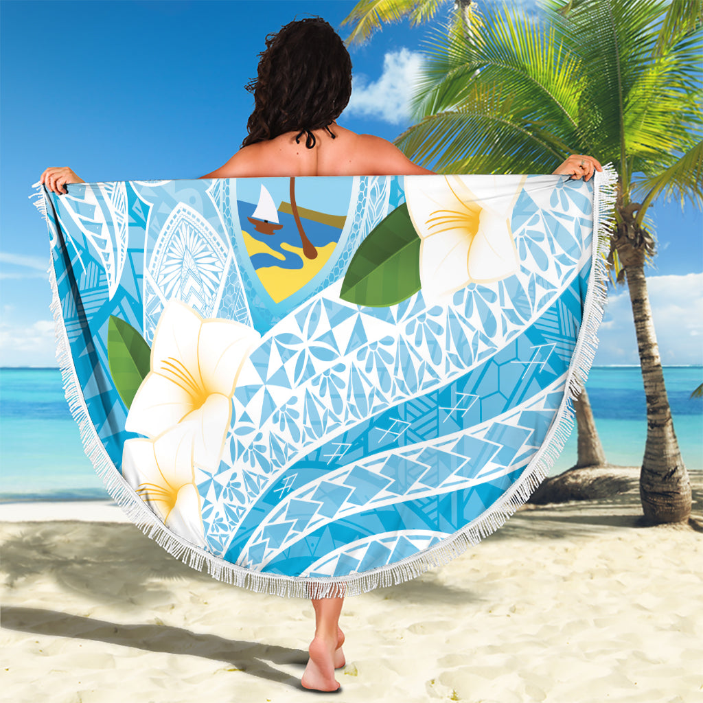 Guam Chamorro Guasali Flowers Beach Blanket Aqua Gradient LT7 - Polynesian Pride