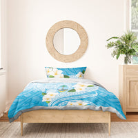 Guam Chamorro Guasali Flowers Bedding Set Aqua Gradient LT7 - Polynesian Pride