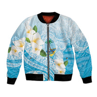 Guam Chamorro Guasali Flowers Bomber Jacket Aqua Gradient LT7 Unisex Aquamarine - Polynesian Pride