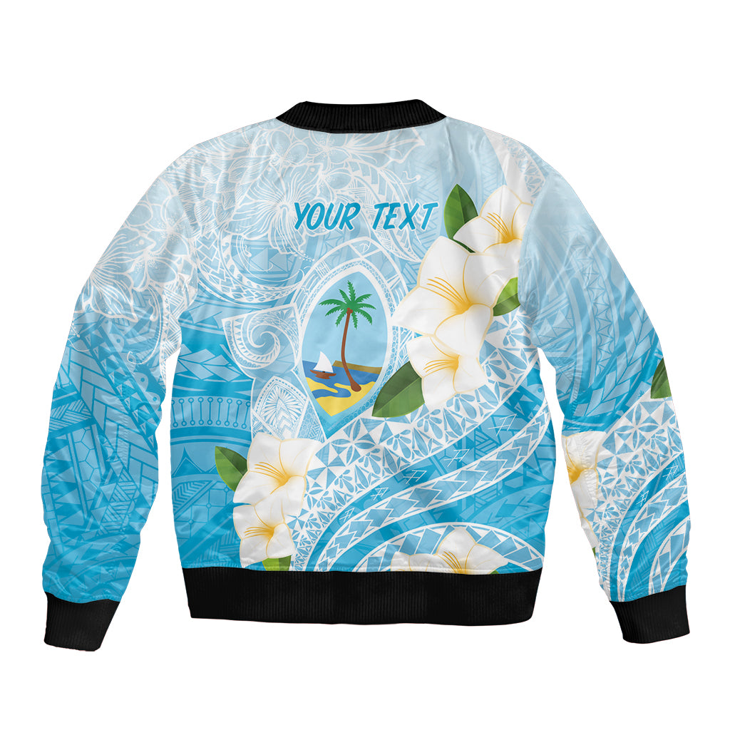 Guam Chamorro Guasali Flowers Bomber Jacket Aqua Gradient LT7 - Polynesian Pride