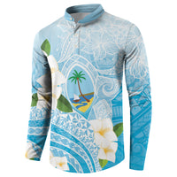 Guam Chamorro Guasali Flowers Button Sweatshirt Aqua Gradient LT7 - Polynesian Pride