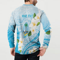 Guam Chamorro Guasali Flowers Button Sweatshirt Aqua Gradient LT7 - Polynesian Pride