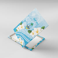 Guam Chamorro Guasali Flowers Canvas Wall Art Aqua Gradient LT7 With Frame Aquamarine - Polynesian Pride