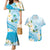 Guam Chamorro Guasali Flowers Couples Matching Mermaid Dress and Hawaiian Shirt Aqua Gradient