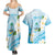 Guam Chamorro Guasali Flowers Couples Matching Summer Maxi Dress and Hawaiian Shirt Aqua Gradient