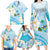 Guam Chamorro Guasali Flowers Family Matching Long Sleeve Bodycon Dress and Hawaiian Shirt Aqua Gradient