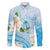 Guam Chamorro Guasali Flowers Family Matching Long Sleeve Bodycon Dress and Hawaiian Shirt Aqua Gradient