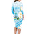 Guam Chamorro Guasali Flowers Family Matching Long Sleeve Bodycon Dress and Hawaiian Shirt Aqua Gradient