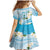 Guam Chamorro Guasali Flowers Family Matching Mermaid Dress and Hawaiian Shirt Aqua Gradient